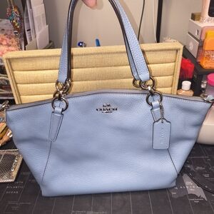 Coach Blue Leather Tote Bag